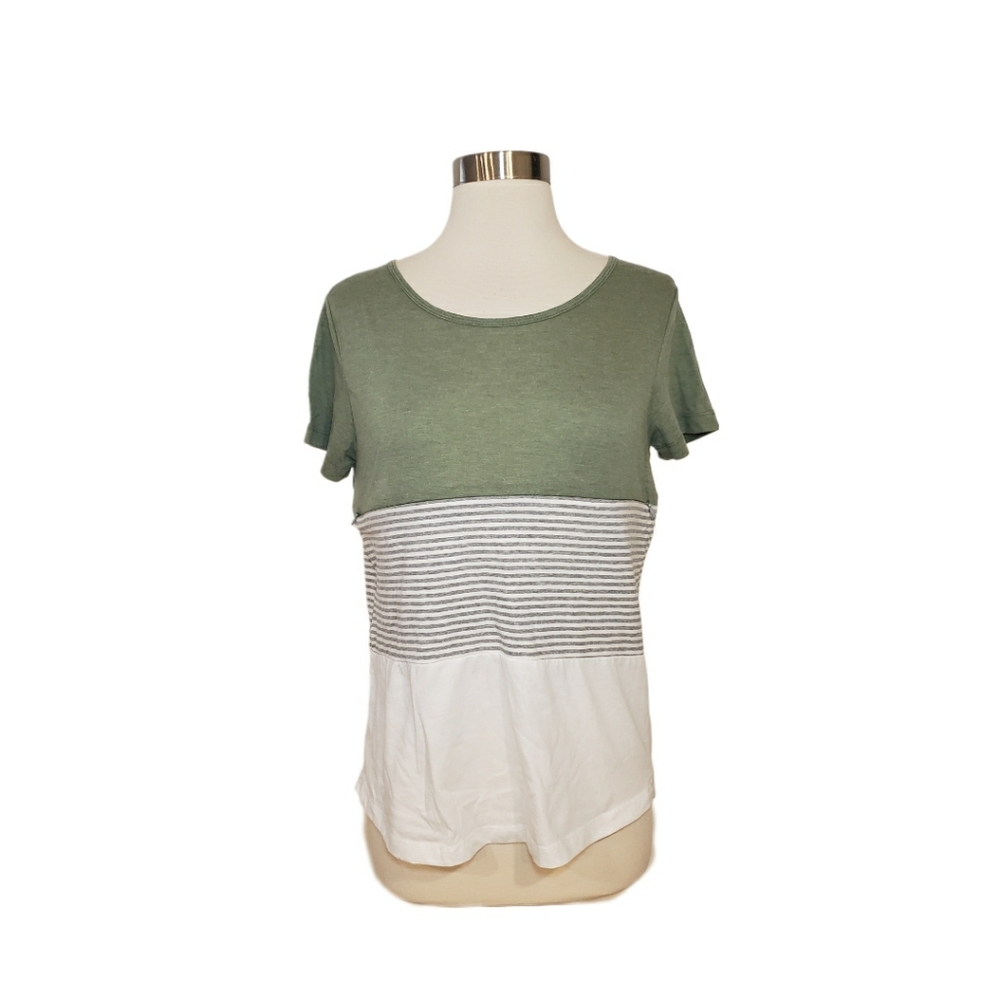 Nursing Queen XXS Colorblock Zipper Access Short Sleeve Nursing Tee Shirt